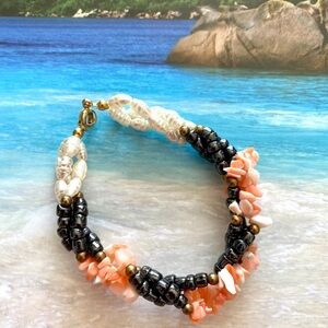 Bracelet Genuine Coral Freshwater Pearls